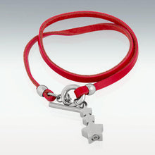Carica l'immagine nel visualizzatore di Gallery, Bracciale in cuoio rosso con urna a stella